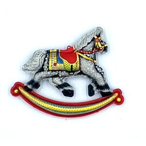 1983 Hallmark Pressed Tin Rocking Horse Vintage Christmas Ornament QX4149 No Box